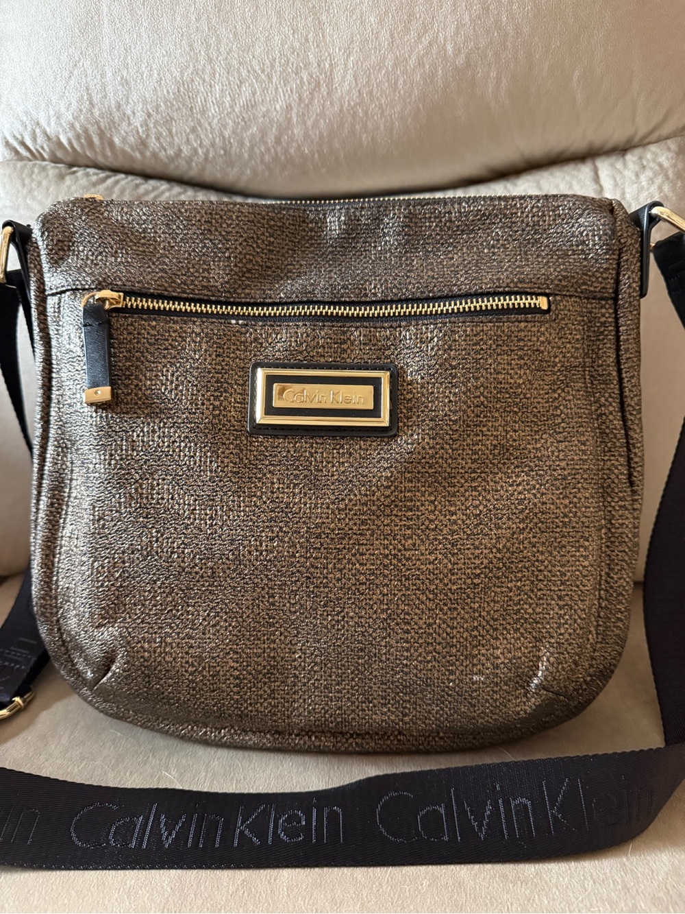 Calvin Klein Metallic Bronze Crossbody Bag
